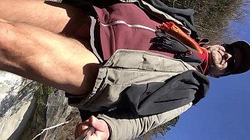 Preview 1 of 2 Women Bbc - hiking in the canyon exposing soft dick