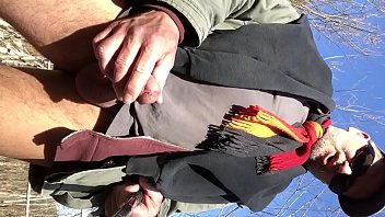 Preview 4 of 2 Women Bbc - hiking in the canyon exposing soft dick