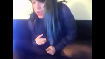 Preview 3 of Bladder Infusion - Horny brunette crossdresser