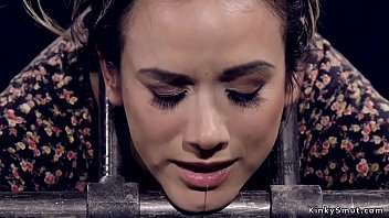 Preview 1 of Kairon Lee Sex Vedio - Brunette in custom metal device whipped