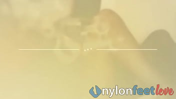 Preview 4 of Big Ass Mom Son Hd - Babe in pantyhose puts her feet on the table