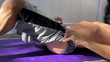 Preview 4 of Man2mansex - Strip and Stretch on Patio with Purple Balls Preview
