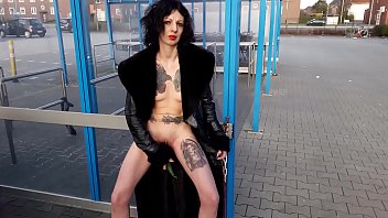 Preview 4 of Dise Cry - Slut Lucy fucks a traffic cone and a dildo in public