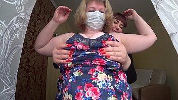 Preview 1 of Gh Sexleack - Lesbian excites fat milf and fucks her,  mature mom jumps on a strap-on and shakes a big ass in panties.