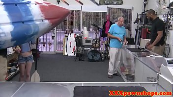 Preview 2 of Russiand Old Didol - Petite redhead facefucked in pawnshop