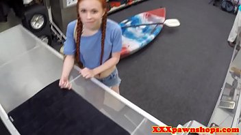 Preview 1 of Russiand Old Didol - Petite redhead facefucked in pawnshop