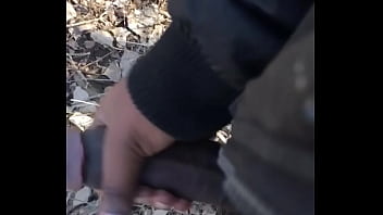 Preview 3 of Pakistani Chuda Chudi - Straight guy jerkin black cock outside