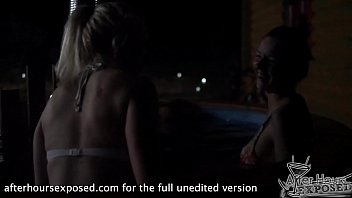 Preview 2 of Sunny Leone Chut Me Two Land - late night hot tub double blowjob and peeing and cum sharing real beauties