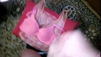 Preview 2 of Aj Applegate Twerk - two cum satin pink bra