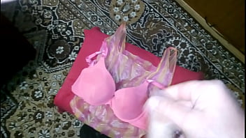 Preview 1 of Aj Applegate Twerk - two cum satin pink bra