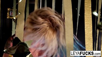 Preview 2 of Wife S Big Ass - Leya Falcon strips at a Gold covered Strip Club