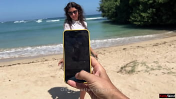 Preview 1 of Ronja Und Sandy - I asked a stranger to take a photo of me on the beach and he fucked me in hotel and came on my face - Cumwalk