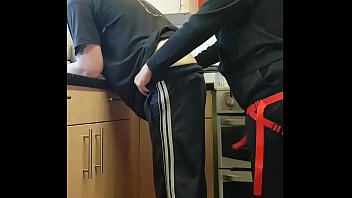 Preview 1 of Wxxx N Hd - girlfriend surprises bisexual boyfriend with a strap-on assfuck in the kitchen