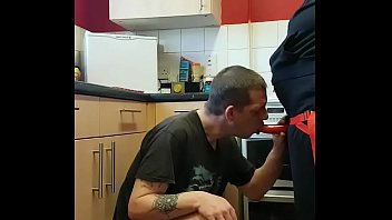Preview 4 of Wxxx N Hd - girlfriend surprises bisexual boyfriend with a strap-on assfuck in the kitchen