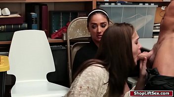 Preview 3 of Xxx Nxg Video Hd - Teen thief and her stepmom fuck officer