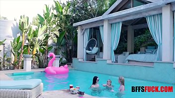 Preview 2 of Xsex Vodeo - LESBIAN OUTDOOR POOL PARTY