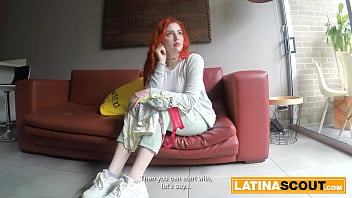 Preview 2 of All Girls Kissing Xxx Videos Hd - Pale redhead Latina is put on all fours,  taken by her hair and fucked doggystyle
