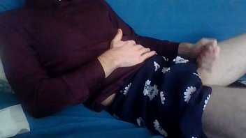 Preview 2 of Sun Rap By Mom - Crossdresser webcam fun wearing silk shirt and long flower skirt