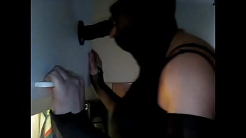 Preview 4 of She Helps Her Husband Self Fuck - Me sucking hard and deep in my black 13 Inch Dildo slutboi4Mistress