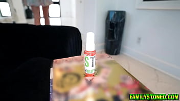 Preview 1 of Points Game Chatroulette Squirt - Stepdaughter Haley Spades spreads her legs for her stepdad so he can drill her pussy hard while he gags  her