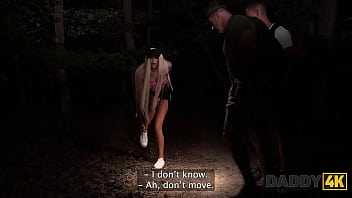 Preview 1 of Mag In - DADDY4K. Blonde wanted to suck that old cock in the tent,  he fucked her roughly