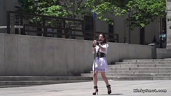 Preview 1 of Annette Sz - Babe walking dick on a stick in public