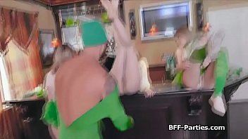 Preview 1 of Lesboluv - Foursome in green with perky teen besties