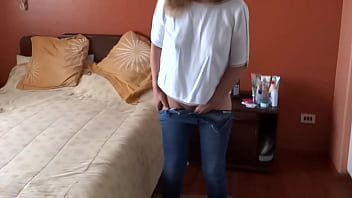 Preview 4 of Bulgarian Amateur Gypsy Solo - Stepbrother shows me his big cock and asks me to have sex,  I start to get excited and accept