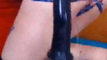 Preview 1 of Xxx Xkstrime - Anal Fuck Machine And Huge Dildo For Bluehaired Camgirl