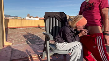 Preview 2 of Dator In Barazyar Panties - I SUCK MY NEIGHBOR&#039_S COCK AND SWALLOW CUM ON THE COMMUNITY TERRACE - AMATEUR HOMEMADE WIFE