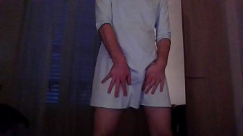 Preview 2 of Ruby Jewel Nylon Footjob - Cute crossdresser tits stimulation
