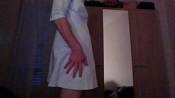 Preview 1 of Ruby Jewel Nylon Footjob - Cute crossdresser tits stimulation