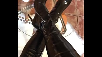 Preview 2 of Sex Full Pic - Latex boots shiny