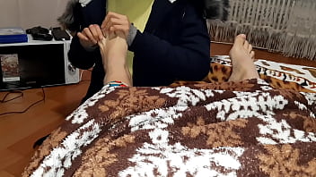 Preview 1 of Sex Baby School - My stepsister massages my legs,  and I secretly masturbate under the blanket from her - Lesbian Illusion Girls