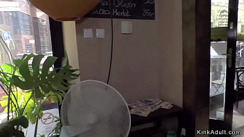 Preview 2 of Slim Brunette Milf - Euro spinner group fucked in public