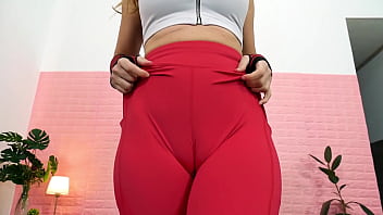 Preview 1 of Masir Grim Xnxx Vidieo - Pretty Busty Doll Huge Cameltoe in Tight Leggings
