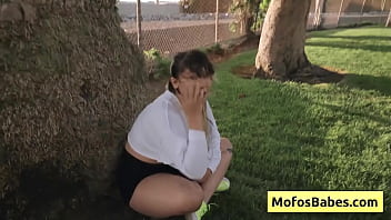 Preview 1 of Melissa Sucre - Sexy and hot asian teen reveal her natural big boobs to her friend outdoors (Tomie Tang,  Charles Dera)