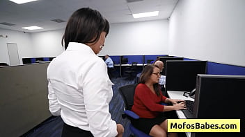 Preview 1 of Classic Porn Father - Busty milf office slut gets facial cusmhot in her cubicle (Sasha Pearl,  Parker Ambrose)