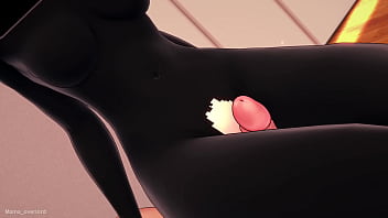 Preview 1 of Parachute Ball Stretcher - Novia se viste por completo de enderman para jugar en su cama (hentai 3D) (minecraft)