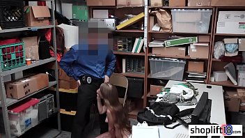 Preview 4 of Sugar Mom Porn - Petite brunette teen busted and fucked by a bad cop