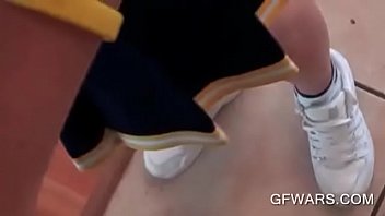 Preview 2 of Japanese Old Man Gang Rape - naughty cheerleader sucks and fucks  the qb before the big game