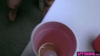 Preview 3 of Original Rape Sex Video - Hot teen BFFs strip pong ends with wild bisexual orgy