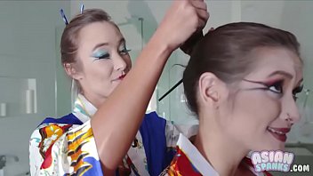 Preview 1 of Rep Sex Download - Lesbian Geisha Teen Massaged (Alex de la Flor - Christy Love): AsianSpanks.com