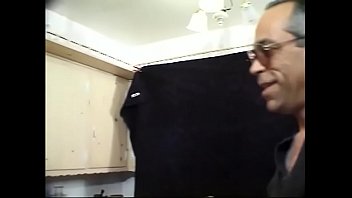 Preview 1 of Bbw Black Granny Orgy - Slut  Elena in fish nets is on her knees sucking on two cocks at once