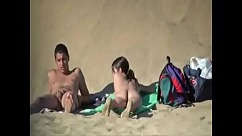 Preview 1 of Www Xxx Girl Movie Com - Voyeur Real Couple Nude On Secluded Beach Drilling public