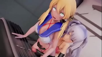 Preview 4 of Amput Cewek Tidur - ふたなりプリンツ.オイゲンが鹿島姉さんの手コキテクニックでイグ！