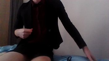 Preview 2 of Dakota Pynish - Secretary crossdresser gets horny after work in her silk blouse and black skirt
