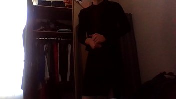 Preview 1 of Dakota Pynish - Secretary crossdresser gets horny after work in her silk blouse and black skirt