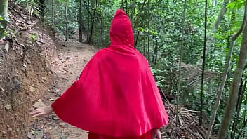Preview 1 of Indian Yong Boob Suck - le doy una rica cogida a caperucita roja en el bosque a cambio de cuidarla del lobo malo,  termino d&aacute_ndole la mejor follada de su vida