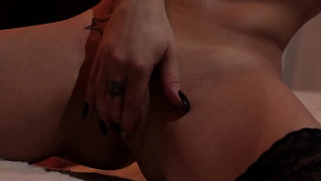 Preview 2 of Spa Sex Masag - Blonde in sexy lingerie,  moaning while masturbating with huge dildo and vibrator